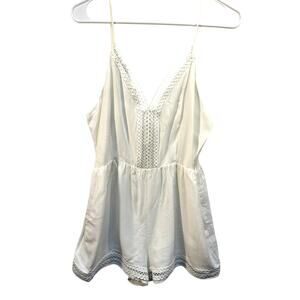 Everly Woman L Babydoll Romper Cut Out Lace White Coquette Resort Beach‎ Cruise